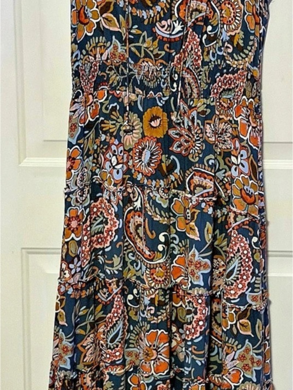 MSK Paisley Maxi Dress in Blue & Orange Size XL Like New